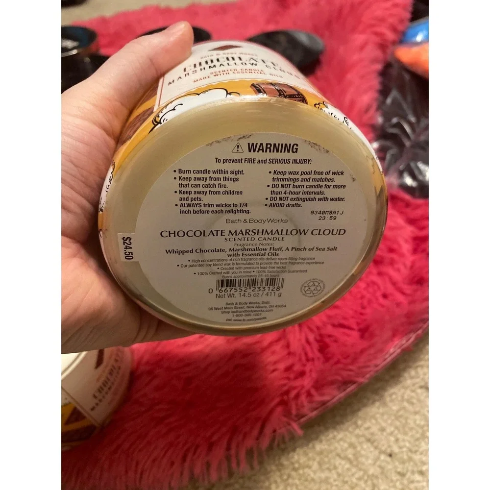 Bath body works chocolate marshmallow cloud candles set of 2‎